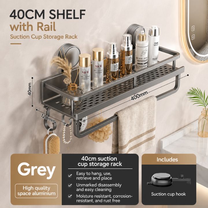 LuxeHold™ Aluminium Bathroom Organiser