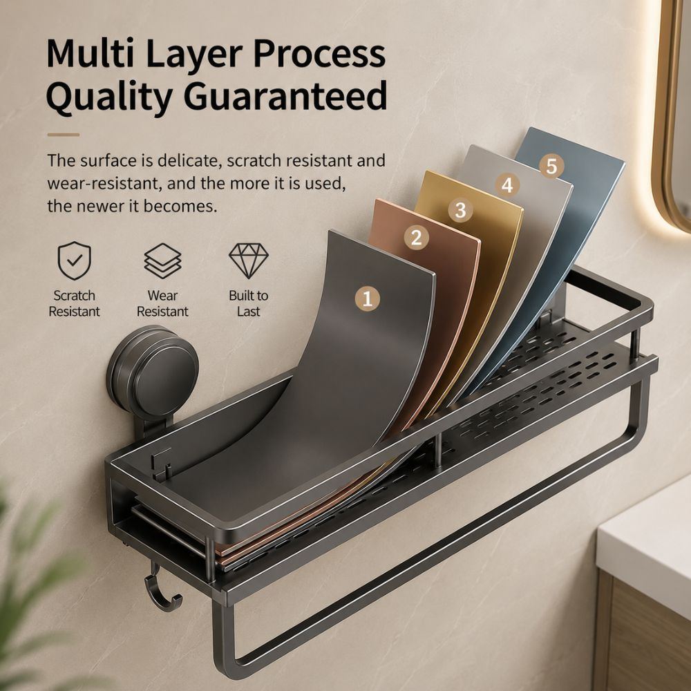 LuxeHold™ Aluminium Bathroom Organiser