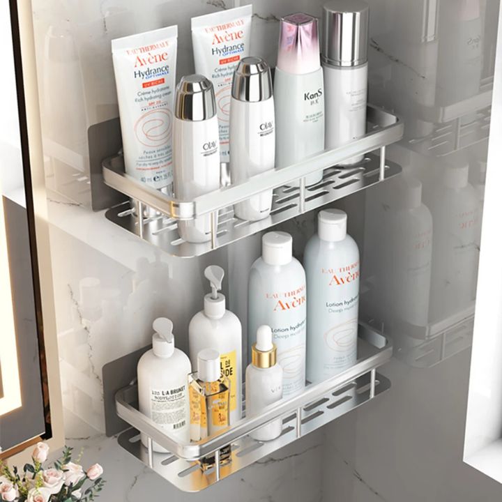 Minimalist Aluminium Bathroom Shelf Set – 2 Pieces