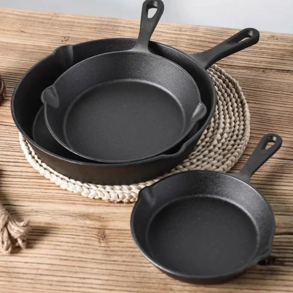 3-Piece Cast Iron Frying Pan Set – Multi-Use Skillets for Everyday Cooking