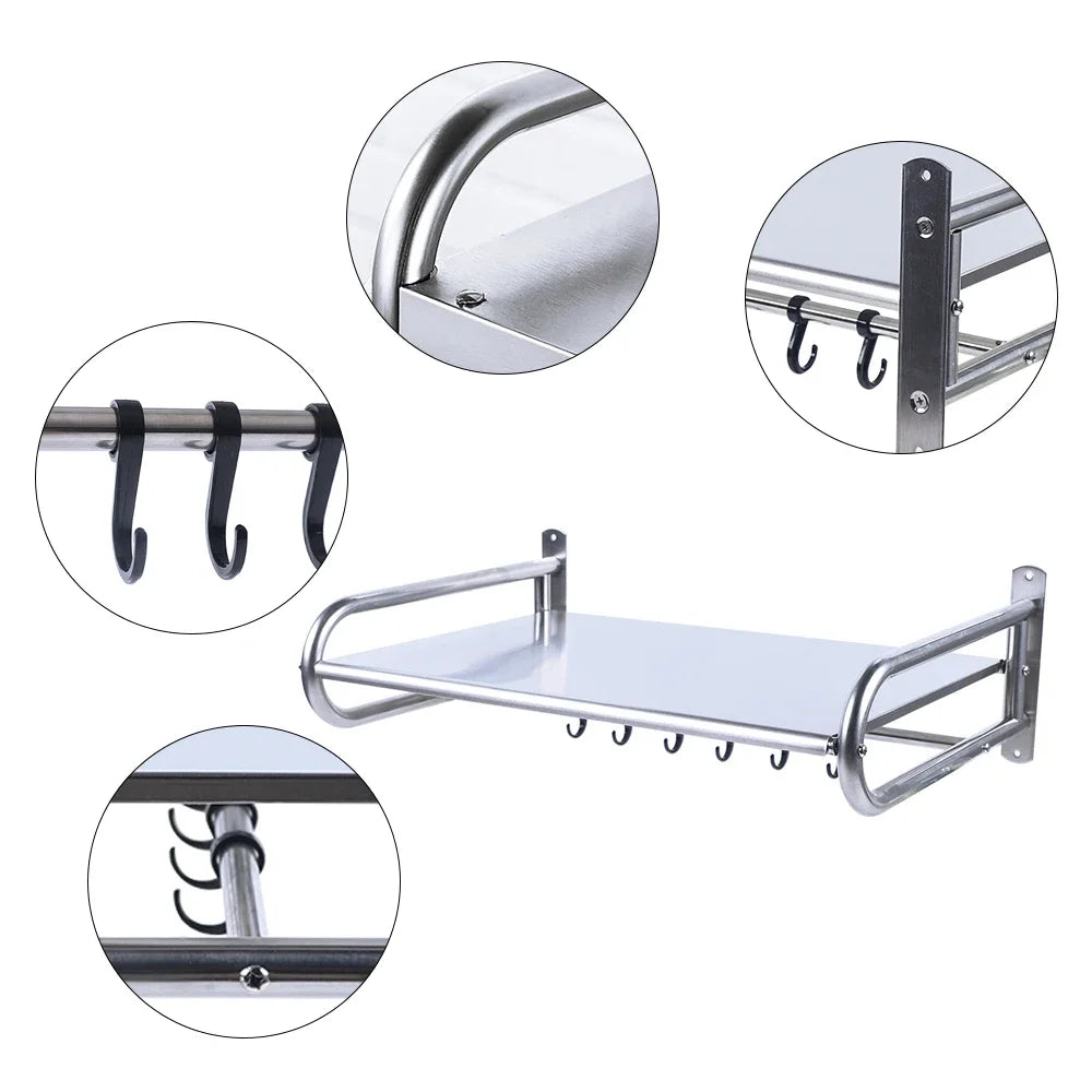 Premium Wall-Mounted Microwave Shelf (Stainless Steel)