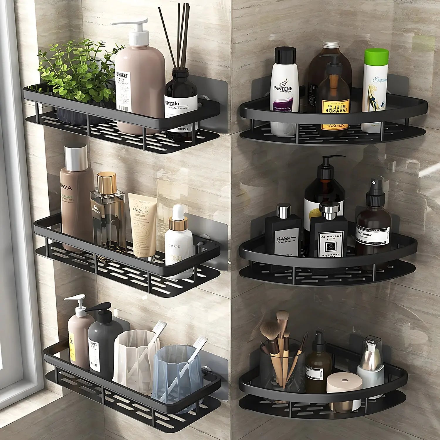 Minimalist Aluminium Bathroom Shelf Set – 2 Pieces