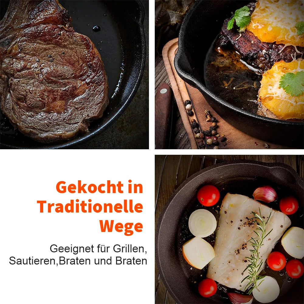 3-Piece Cast Iron Frying Pan Set – Multi-Use Skillets for Everyday Cooking