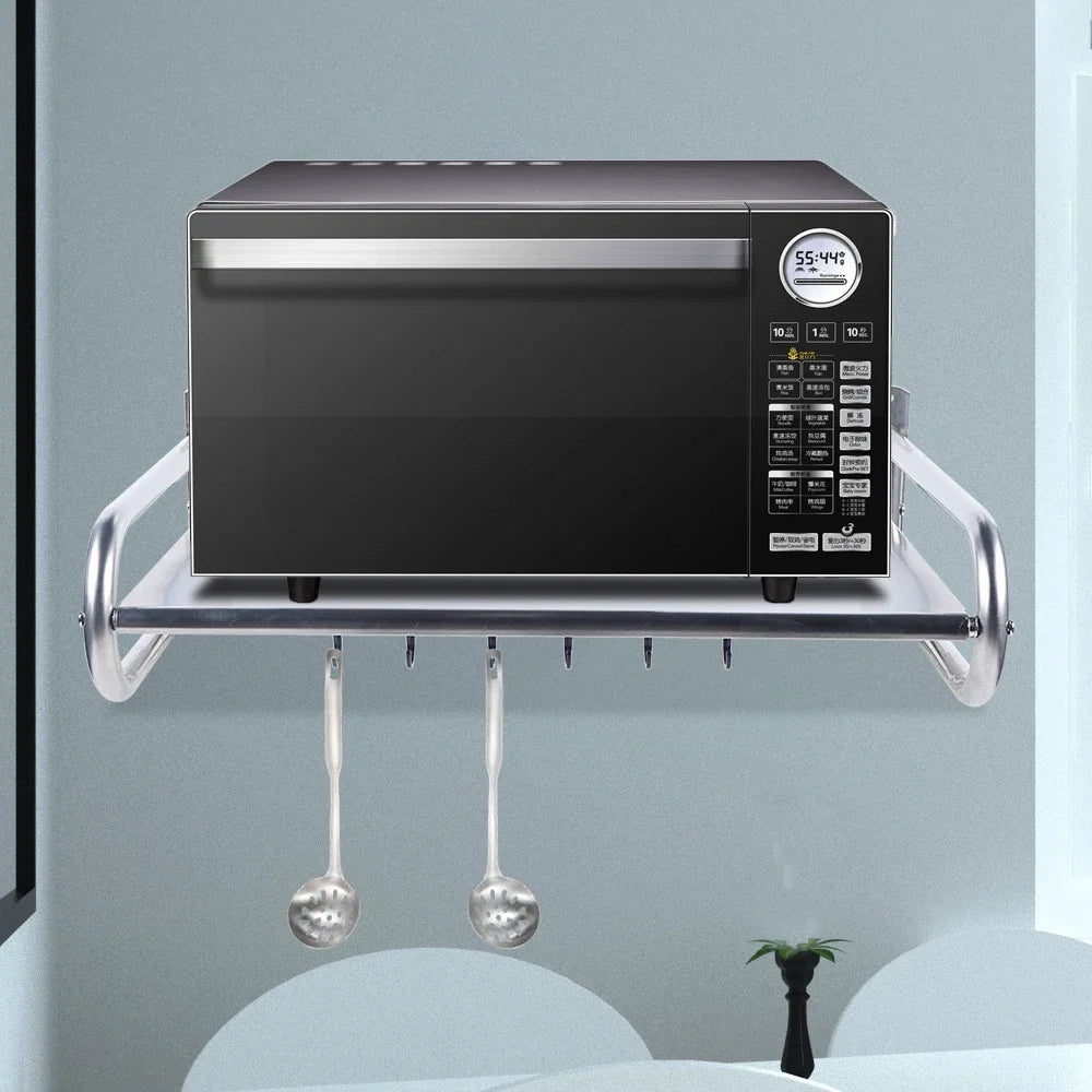 Premium Wall-Mounted Microwave Shelf (Stainless Steel)