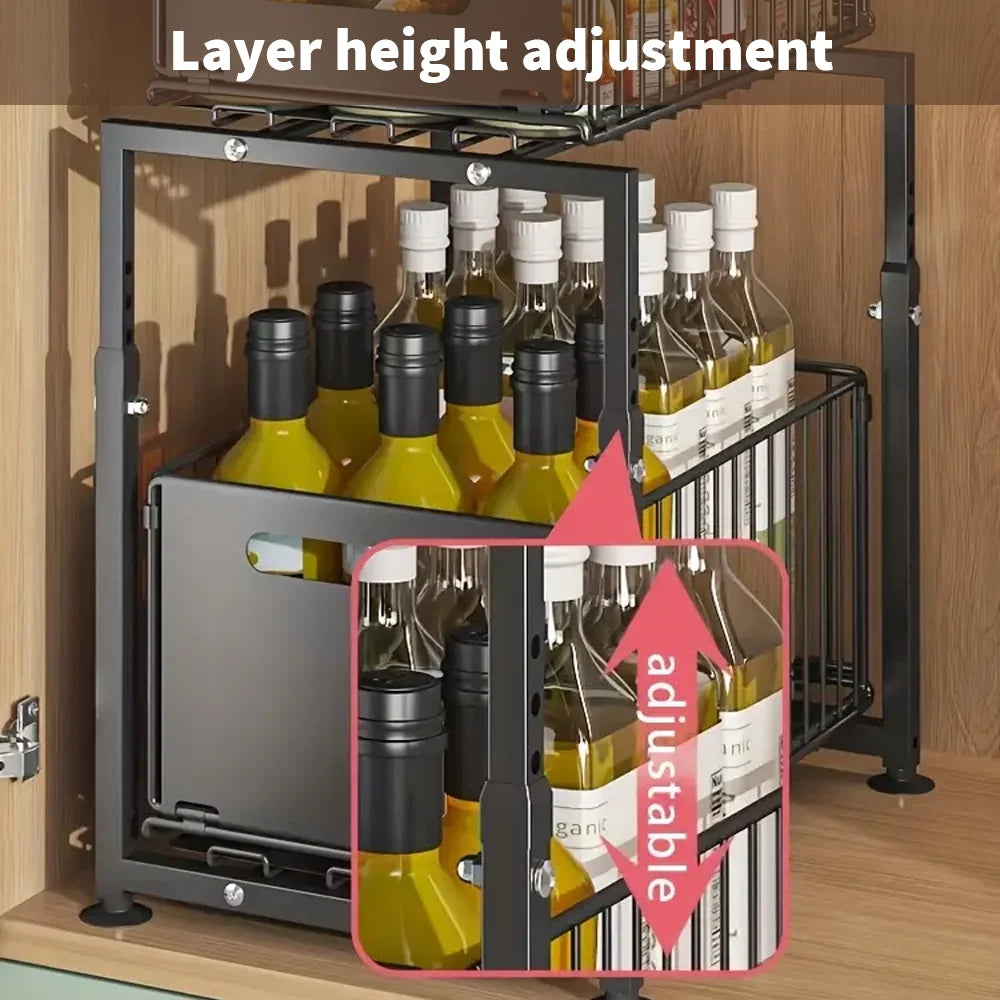 Premium 2-Piece Black Sliding Drawer Organiser Set
