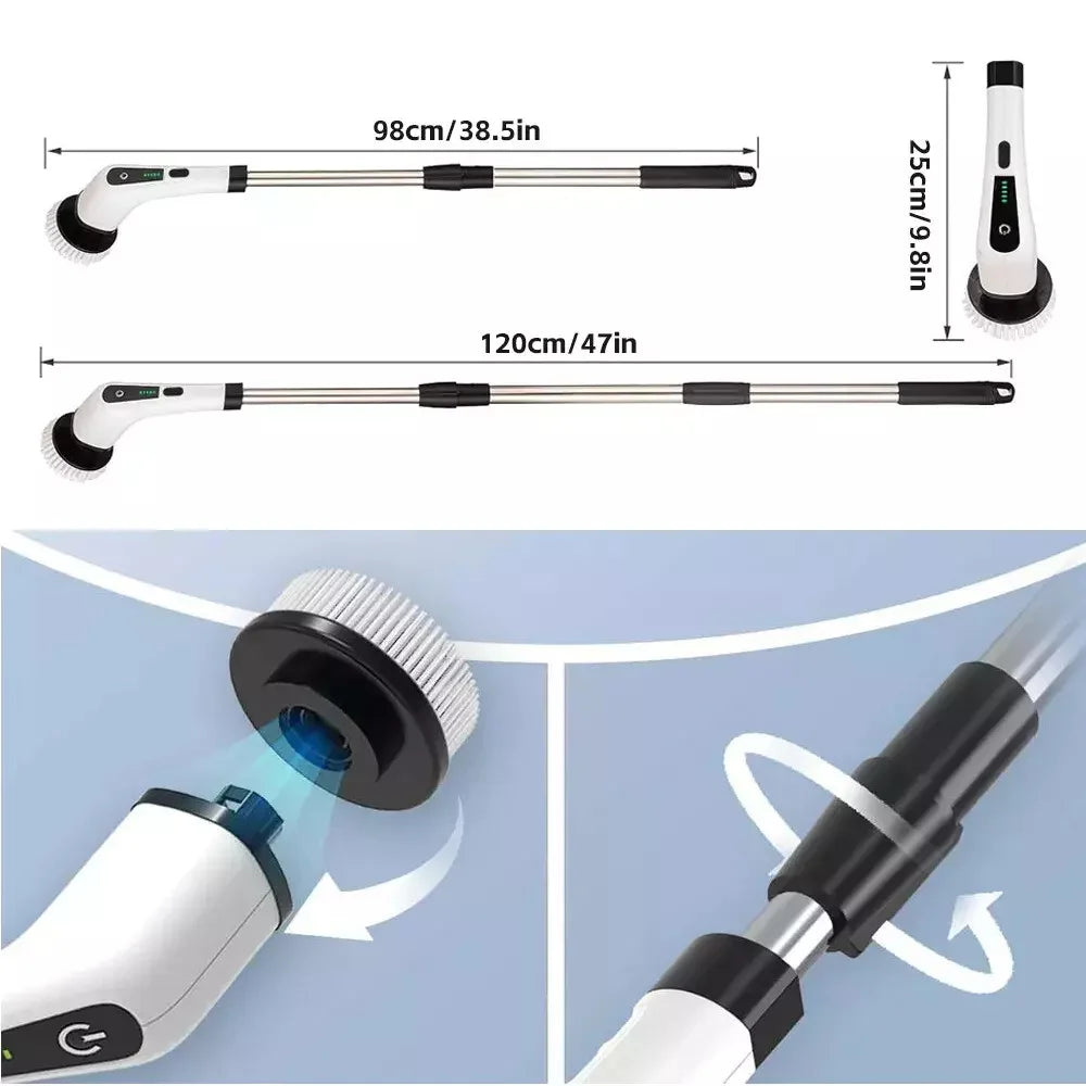 9-in-1 Electric Spin Scrubber with Telescopic Handle