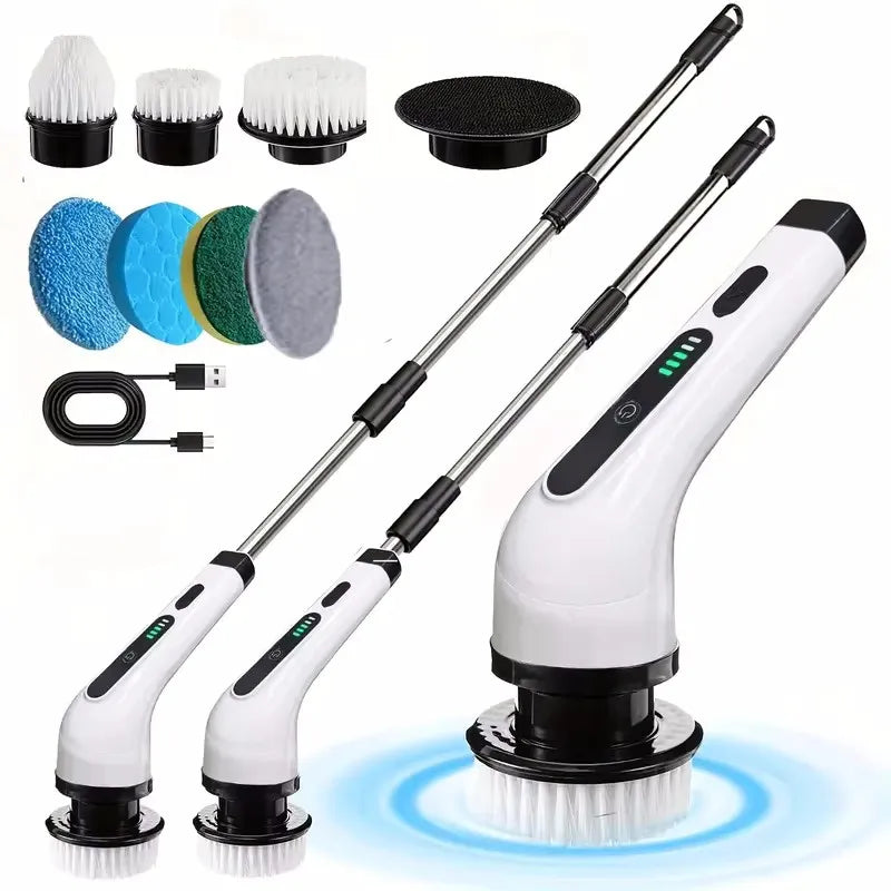 9-in-1 Electric Spin Scrubber with Telescopic Handle