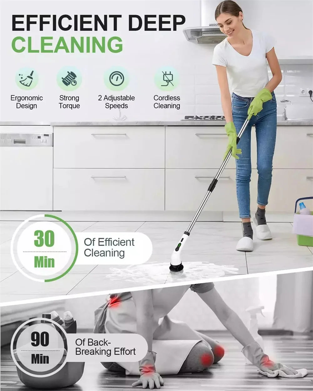 9-in-1 Electric Spin Scrubber with Telescopic Handle