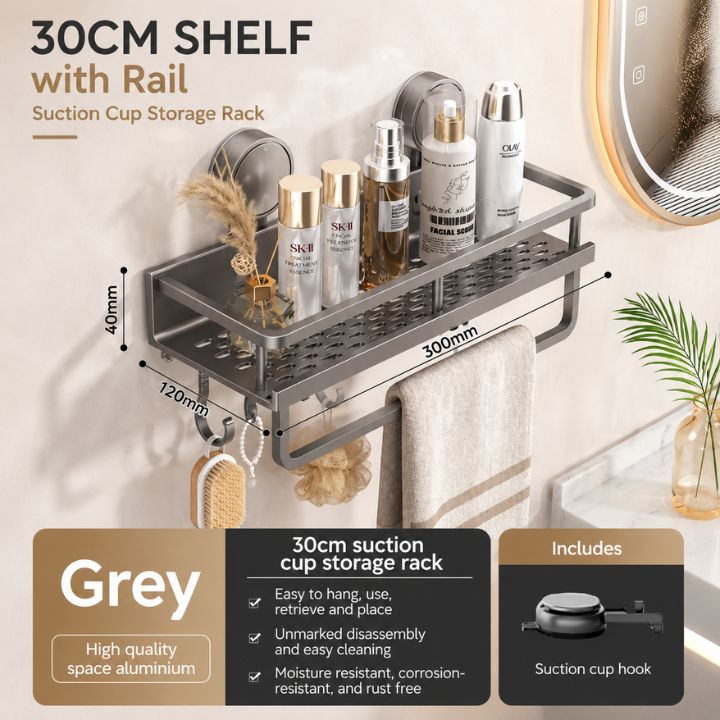 LuxeHold™ Aluminium Bathroom Organiser
