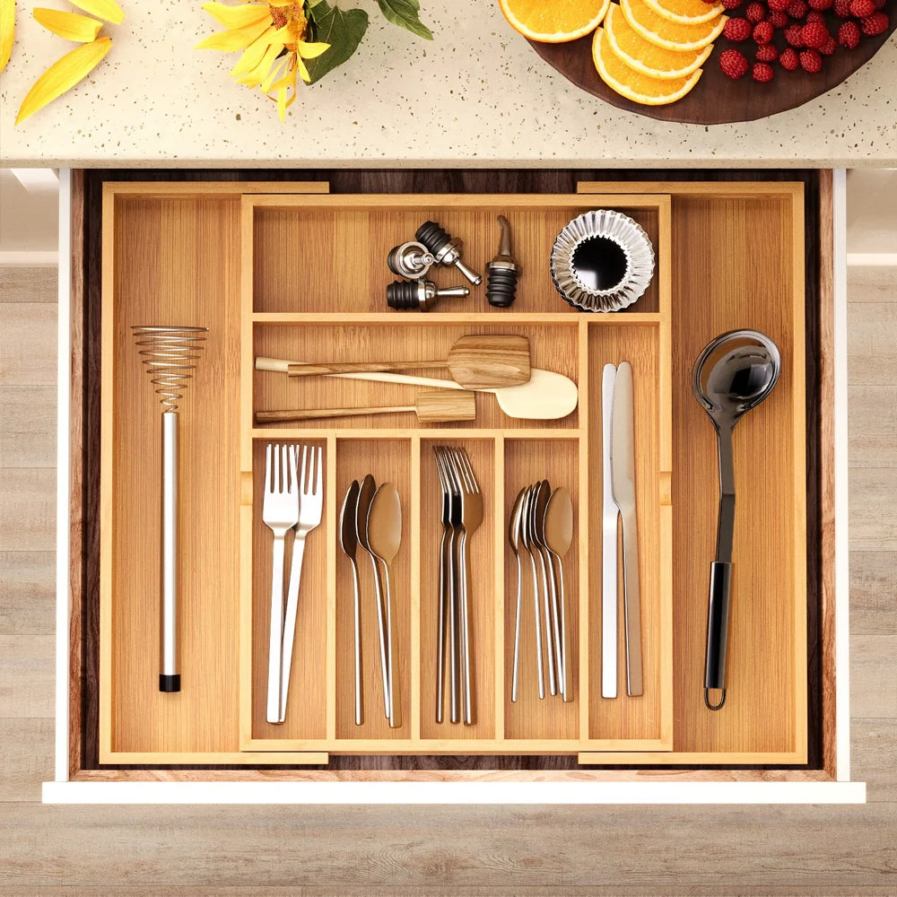 Expandable Bamboo Cutlery Tray