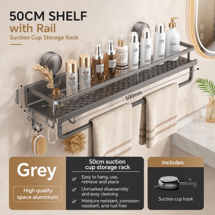 LuxeHold™ Aluminium Bathroom Organiser