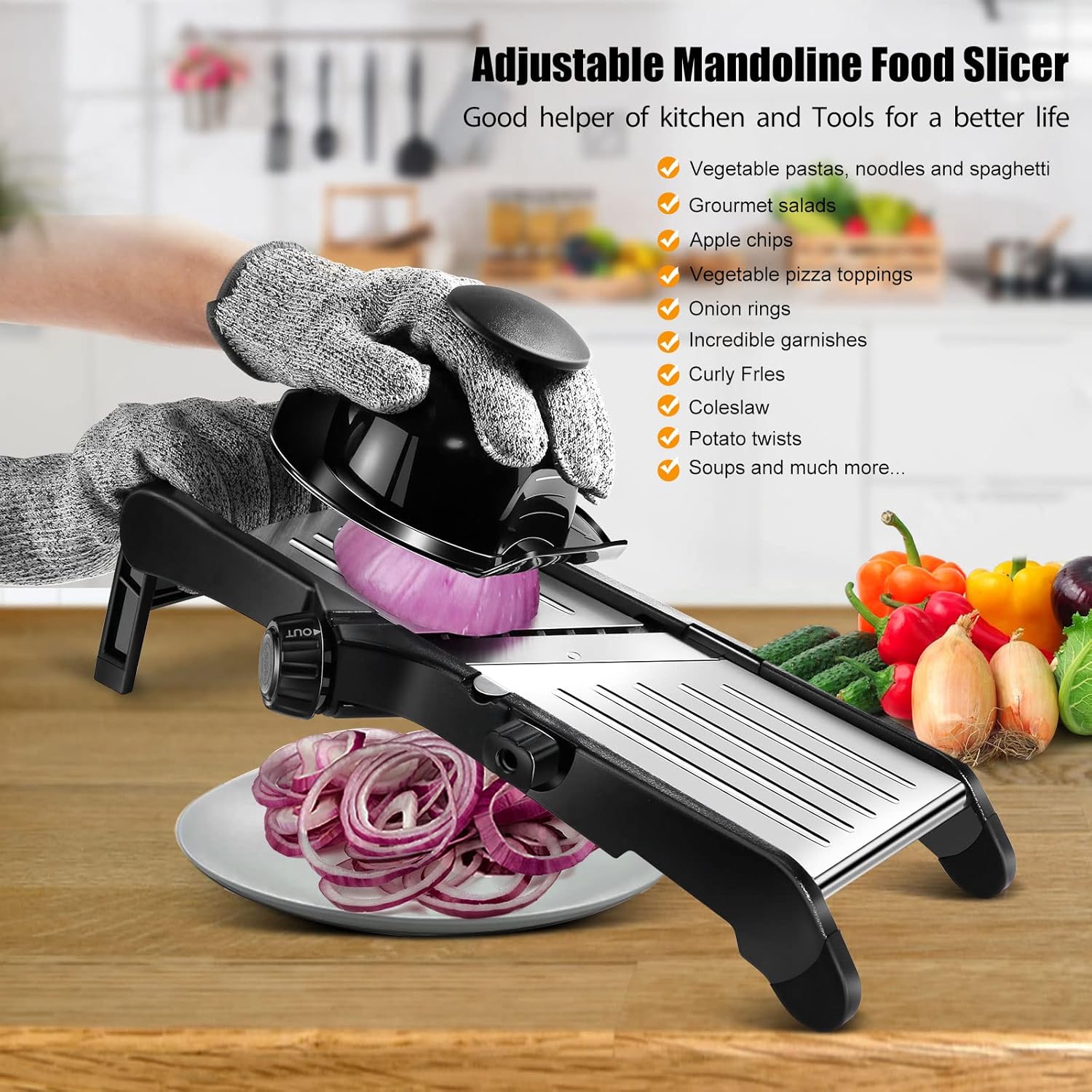 Premium Adjustable Stainless Steel Mandoline Slicer
