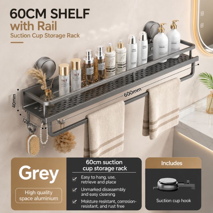 LuxeHold™ Aluminium Bathroom Organiser