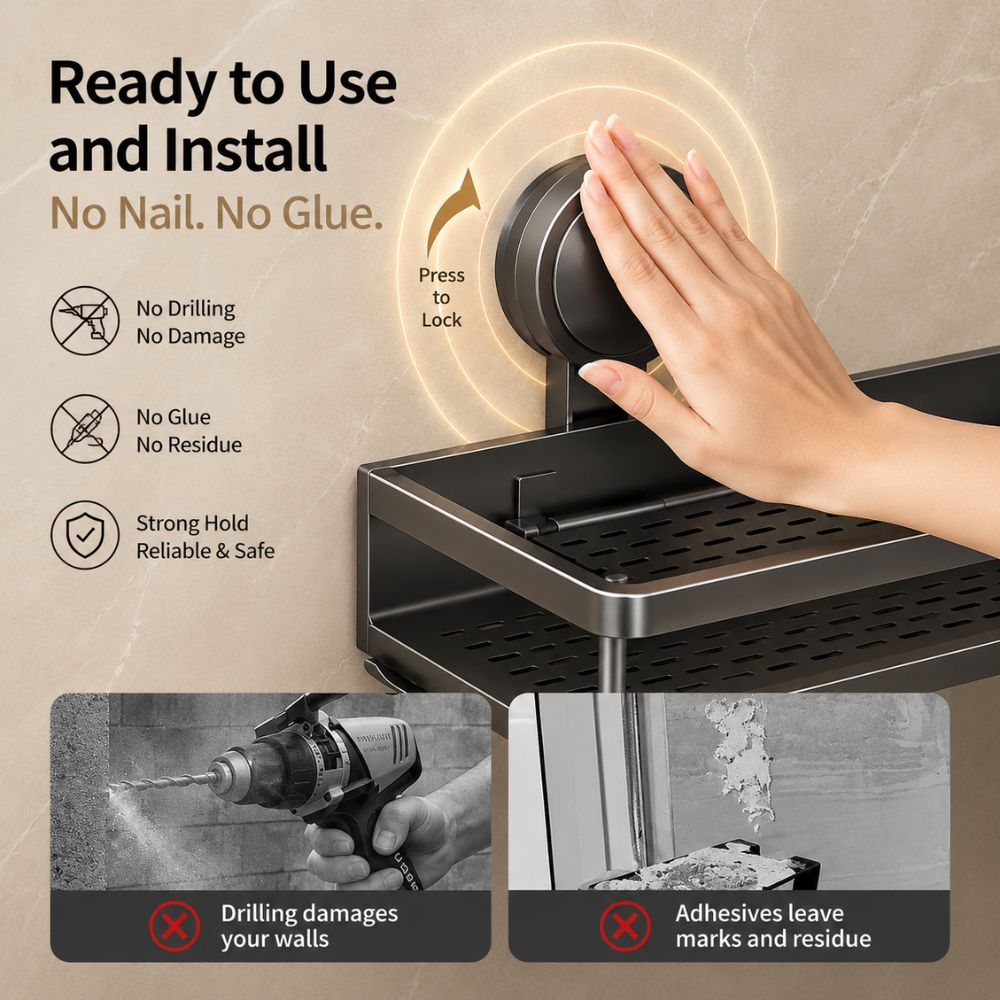 LuxeHold™ Aluminium Bathroom Organiser