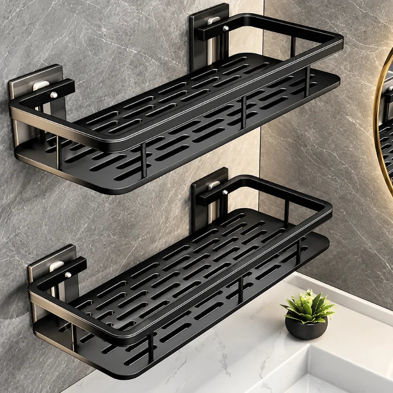 Minimalist Aluminium Bathroom Shelf Set – 2 Pieces