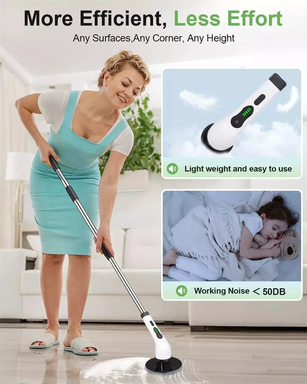 9-in-1 Electric Spin Scrubber with Telescopic Handle