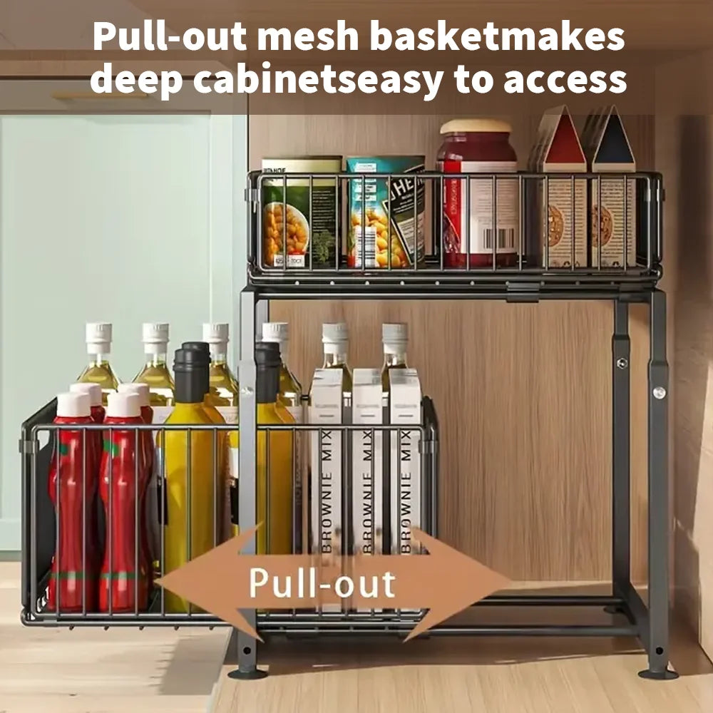 Premium 2-Piece Black Sliding Drawer Organiser Set