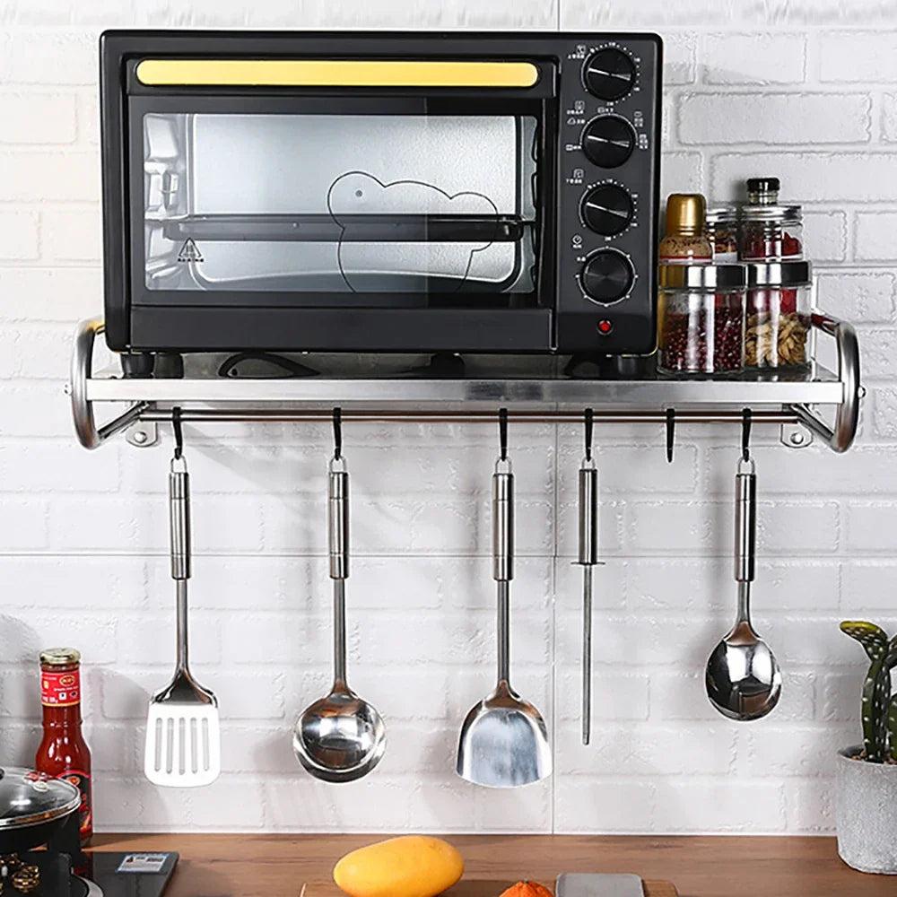 Premium Wall-Mounted Microwave Shelf (Stainless Steel)